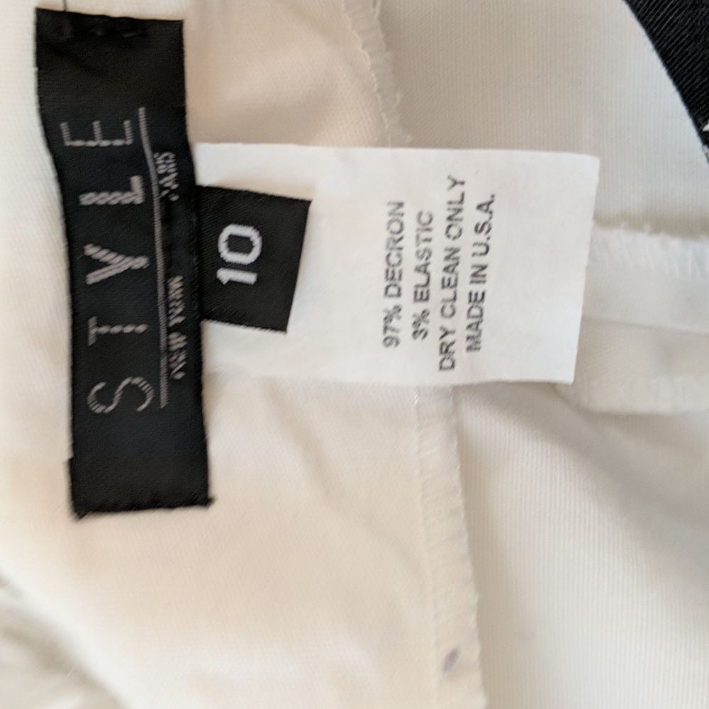 Style New York Paris White Pants with Black Floral Pattern Flare High Ri… - Picture 7 of 10